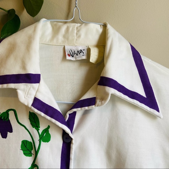 VTG 1970s Vera print button down blouse-M - Picture 5 of 7